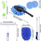 Car Cleaning Kit, 16PCS Exterior and Interior Car Washing Products, Wheel Brush, Bucket, Air Vent Brush, Washing Gloves, Sponges, Window Scraper, Duster, Detail Brush