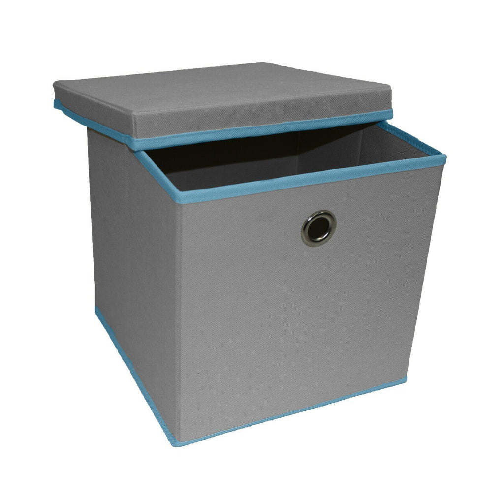 Foldable Grey Fabric Storage Boxes with Lids Storage Cube Toy Box Storage Basket