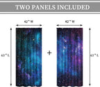 Kids Galaxy Outer Space Nebula Curtains 42W X 63L Inch Rod Pocket Blue Universe Planets Boys Girls Constellation Fantasy Starry Stars Trippy Bedroom Living Room Window Drapes Fabric 2 Panels