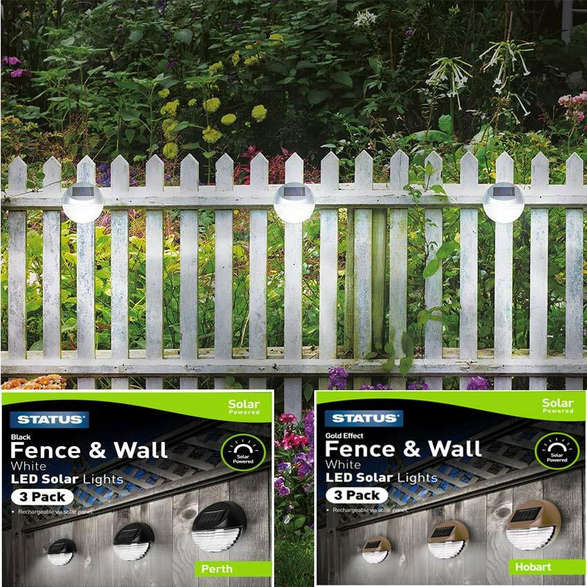 3 X Solar Led Step Fence Wall Path Lights Outdoor Garden Lights Waterproof Auto