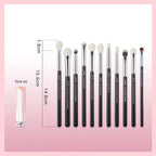 Eye Brushes 15Pcs Professional Makeup Brushes Make up Brush Set Cosmetics Tools Eye Liner Shader Wood Handle Natural-Synthetic Hair Black/Silver T177