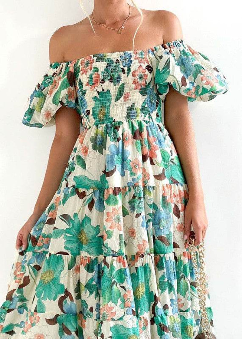 Women'S Dress off Shoulder High Waist Dress
