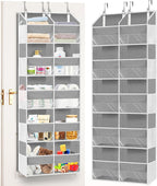 over the Door Organiser with 5 Tiers and 10 Compartments, Extra Large Hanging Door Storage with 4 Hooks, 36Kg Weight Capacity, Bedroom Wardrobe or Nursery Nappy & Toy Storage – Light Grey