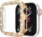 [5-Pack] Protector Case Compatible with Apple Watch Series 3 Series 2 Series 1 38Mm Cover, without Screen Film, Double Row Bling Crystal Diamonds Protective Cover Bumper Frame Accessories (38Mm)