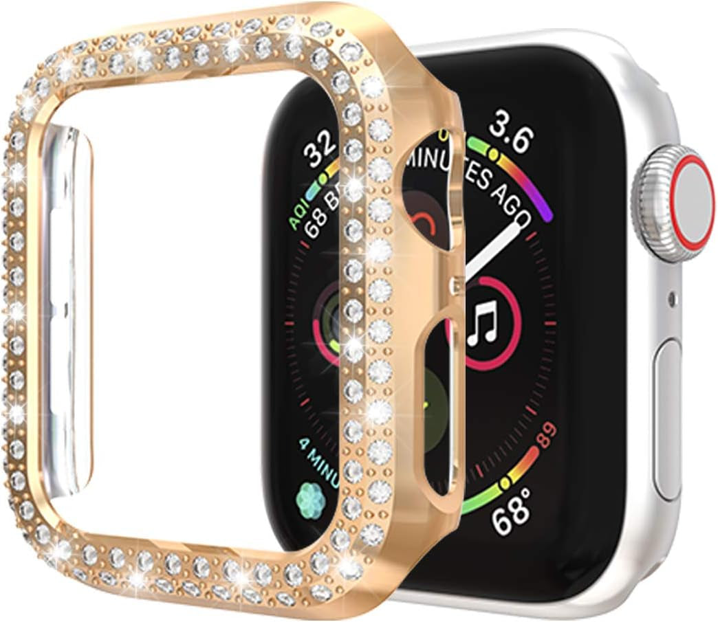 [5-Pack] Protector Case Compatible with Apple Watch Series 3 Series 2 Series 1 38Mm Cover, without Screen Film, Double Row Bling Crystal Diamonds Protective Cover Bumper Frame Accessories (38Mm)