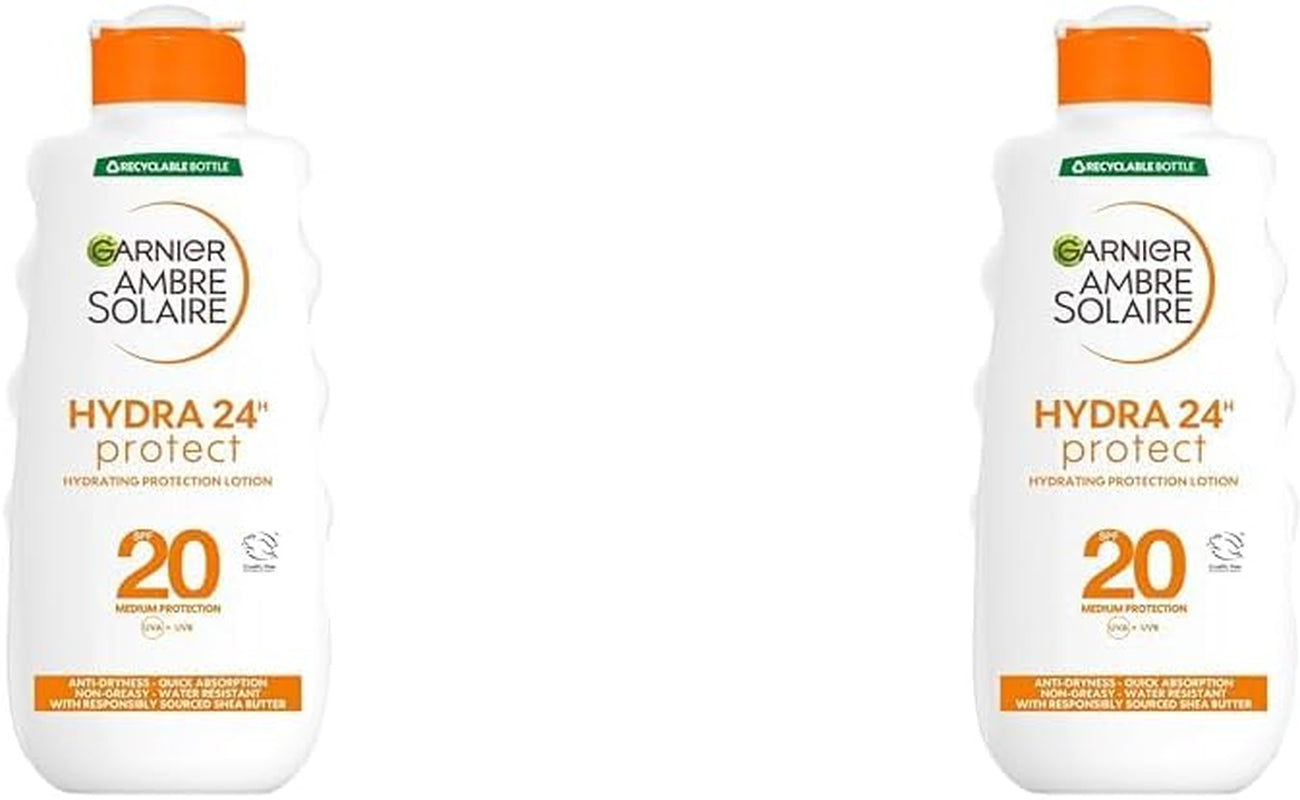 Garnier  Ultra-Hydrating Shea Butter Sun Protection Cream SPF20, Hydrating Medium Sun Protection Lotion SPF20 200 Ml (Pack of 2)