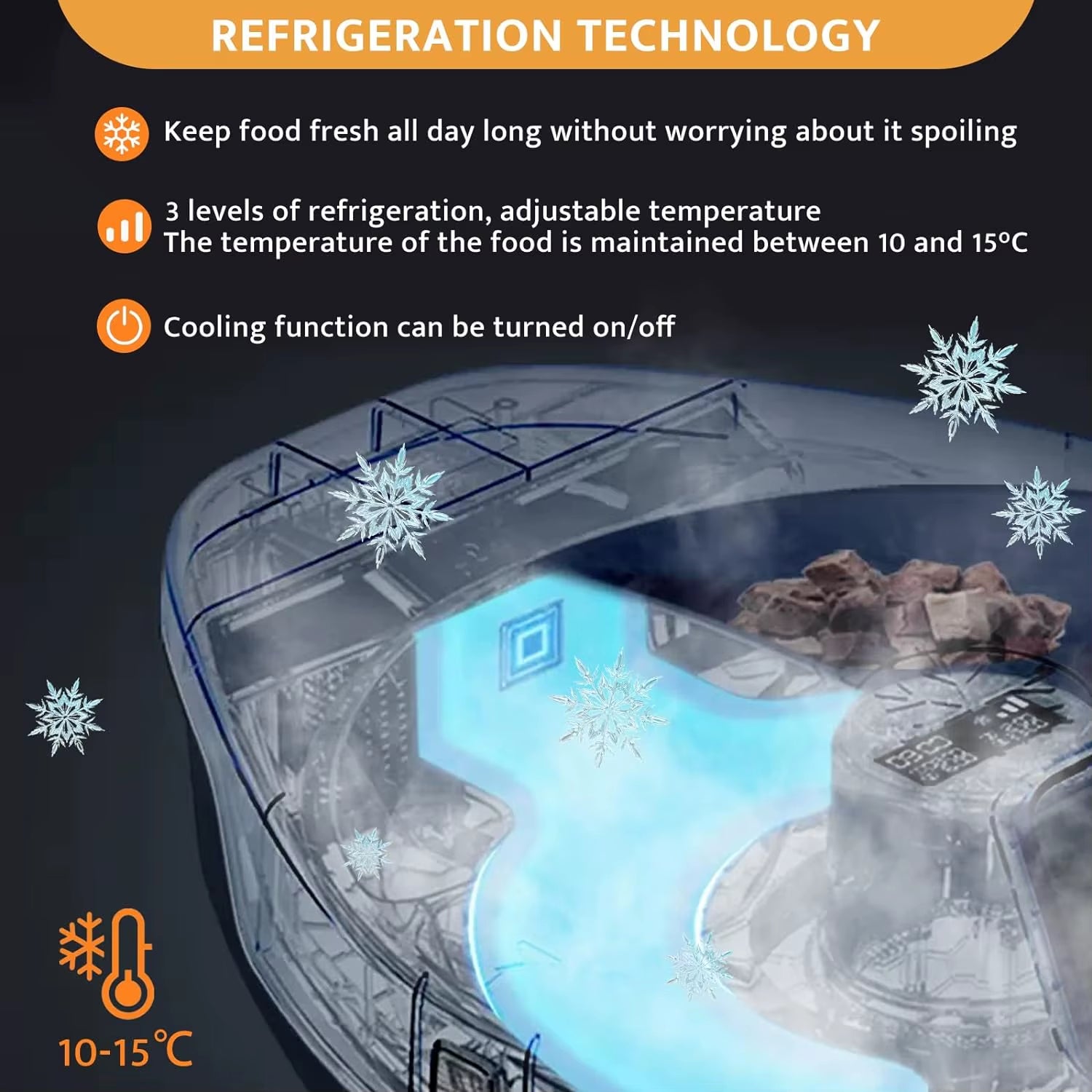 Automatic Cat Feeder Wet Food with Cooling, Semiconductor Refrigeration, with Timer, 5 Food Compartments for 330G Pet Food